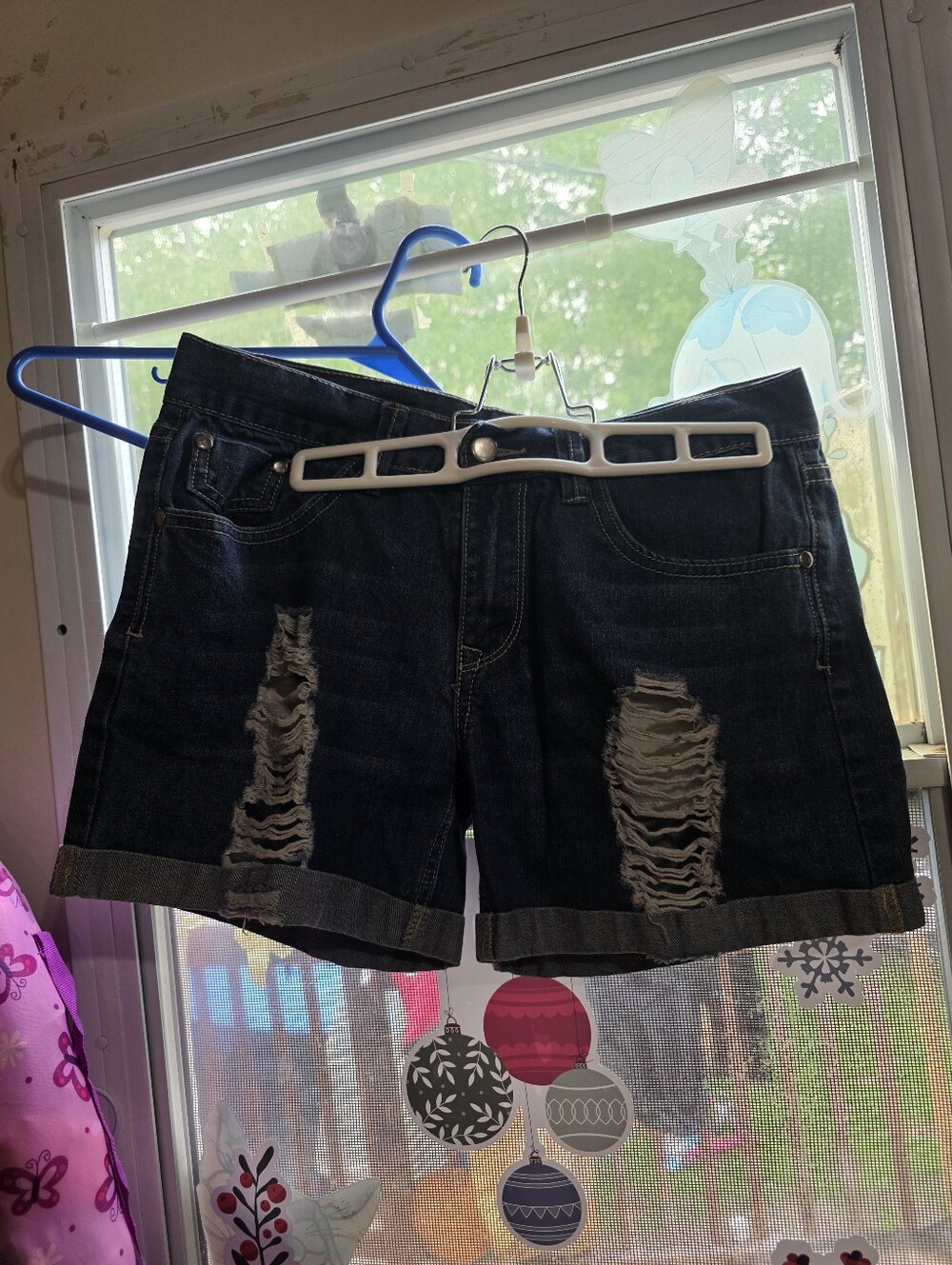 Rue21 Dark Blue Distressed Denim Shorts